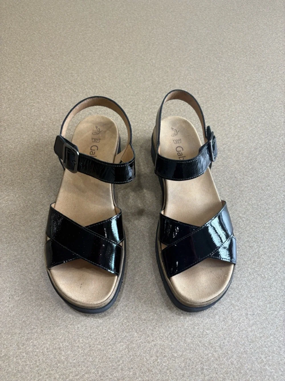 Gabor Women’s Shiny Black Sandals